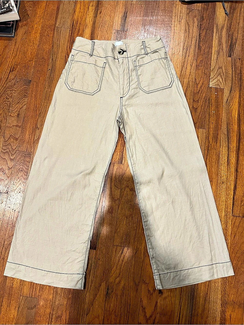 Maeve The Colette Cropped Wide-Leg Pants Wide Leg Pants Beige Waist 28